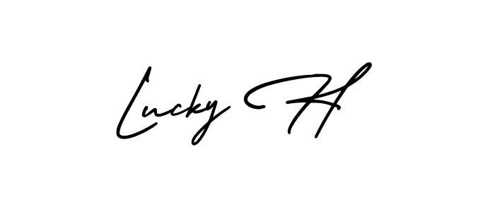 Make a short Lucky H signature style. Manage your documents anywhere anytime using AmerikaSignatureDemo-Regular. Create and add eSignatures, submit forms, share and send files easily. Lucky H signature style 3 images and pictures png