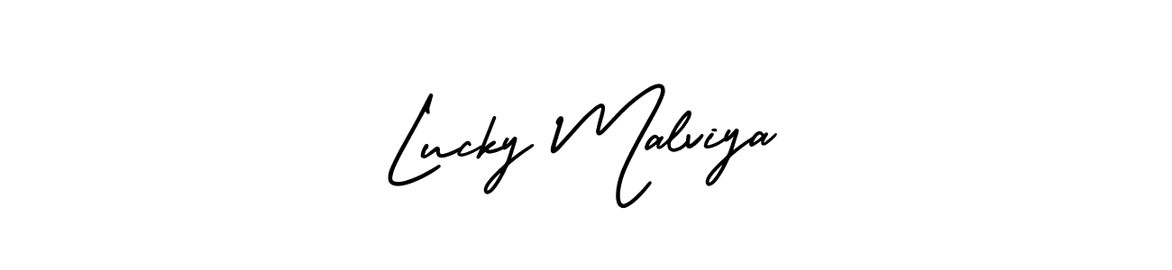 AmerikaSignatureDemo-Regular is a professional signature style that is perfect for those who want to add a touch of class to their signature. It is also a great choice for those who want to make their signature more unique. Get Lucky Malviya name to fancy signature for free. Lucky Malviya signature style 3 images and pictures png