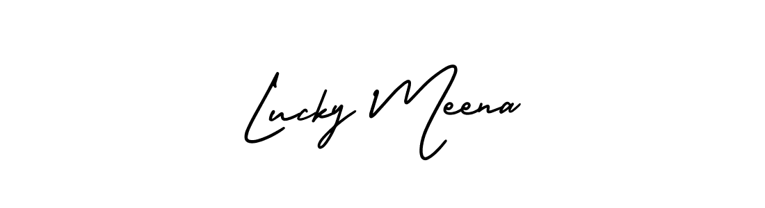 if you are searching for the best signature style for your name Lucky Meena. so please give up your signature search. here we have designed multiple signature styles  using AmerikaSignatureDemo-Regular. Lucky Meena signature style 3 images and pictures png