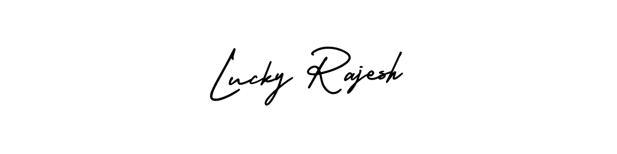 Check out images of Autograph of Lucky Rajesh name. Actor Lucky Rajesh Signature Style. AmerikaSignatureDemo-Regular is a professional sign style online. Lucky Rajesh signature style 3 images and pictures png