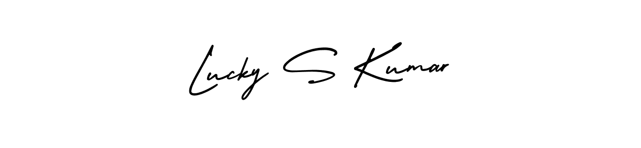 Also You can easily find your signature by using the search form. We will create Lucky S Kumar name handwritten signature images for you free of cost using AmerikaSignatureDemo-Regular sign style. Lucky S Kumar signature style 3 images and pictures png