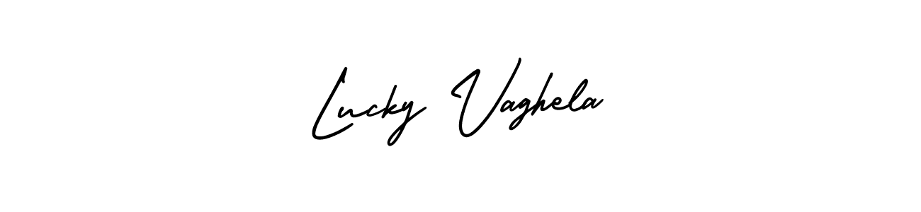 if you are searching for the best signature style for your name Lucky Vaghela. so please give up your signature search. here we have designed multiple signature styles  using AmerikaSignatureDemo-Regular. Lucky Vaghela signature style 3 images and pictures png