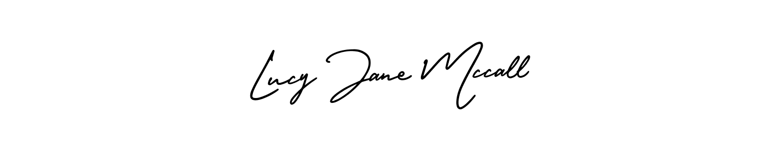 You should practise on your own different ways (AmerikaSignatureDemo-Regular) to write your name (Lucy Jane Mccall) in signature. don't let someone else do it for you. Lucy Jane Mccall signature style 3 images and pictures png