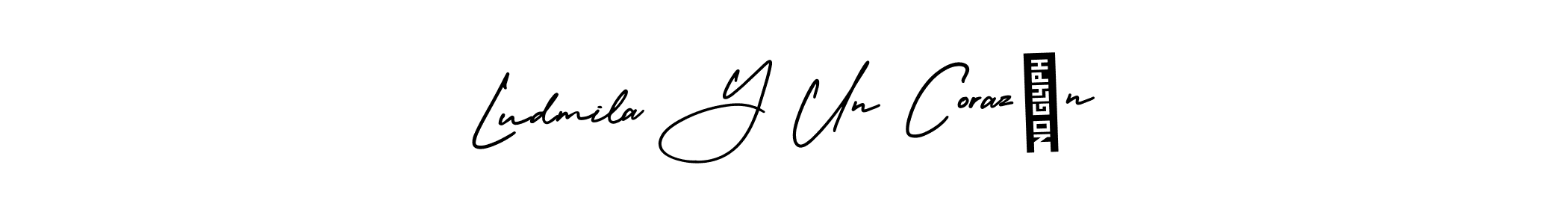 The best way (AmerikaSignatureDemo-Regular) to make a short signature is to pick only two or three words in your name. The name Ludmila Y Un Corazón include a total of six letters. For converting this name. Ludmila Y Un Corazón signature style 3 images and pictures png