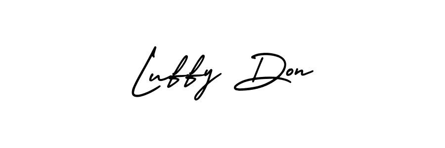 The best way (AmerikaSignatureDemo-Regular) to make a short signature is to pick only two or three words in your name. The name Luffy Don include a total of six letters. For converting this name. Luffy Don signature style 3 images and pictures png