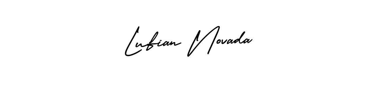 How to make Lufian Novada name signature. Use AmerikaSignatureDemo-Regular style for creating short signs online. This is the latest handwritten sign. Lufian Novada signature style 3 images and pictures png
