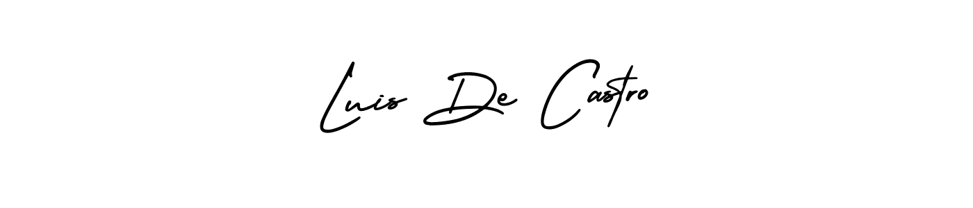 You should practise on your own different ways (AmerikaSignatureDemo-Regular) to write your name (Luis De Castro) in signature. don't let someone else do it for you. Luis De Castro signature style 3 images and pictures png