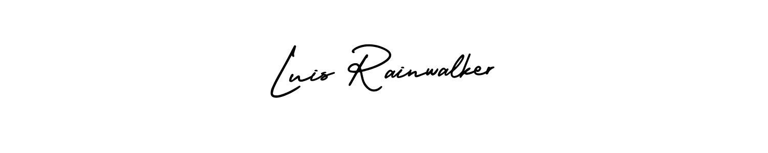 The best way (AmerikaSignatureDemo-Regular) to make a short signature is to pick only two or three words in your name. The name Luis Rainwalker include a total of six letters. For converting this name. Luis Rainwalker signature style 3 images and pictures png