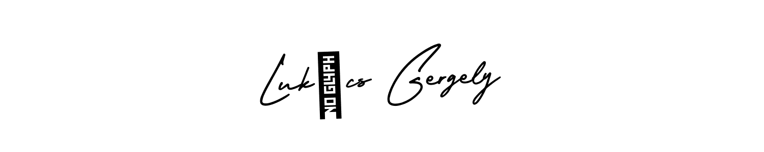 if you are searching for the best signature style for your name Lukács Gergely. so please give up your signature search. here we have designed multiple signature styles  using AmerikaSignatureDemo-Regular. Lukács Gergely signature style 3 images and pictures png