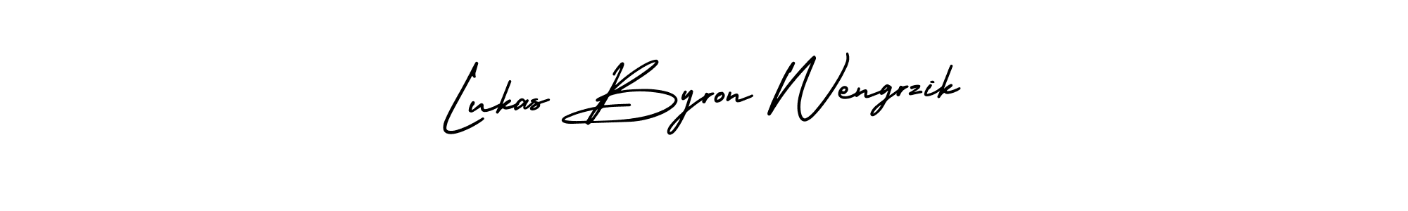 Check out images of Autograph of Lukas Byron Wengrzik name. Actor Lukas Byron Wengrzik Signature Style. AmerikaSignatureDemo-Regular is a professional sign style online. Lukas Byron Wengrzik signature style 3 images and pictures png