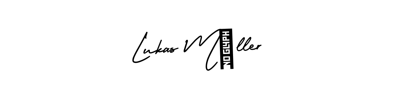 Lukas Müller stylish signature style. Best Handwritten Sign (AmerikaSignatureDemo-Regular) for my name. Handwritten Signature Collection Ideas for my name Lukas Müller. Lukas Müller signature style 3 images and pictures png