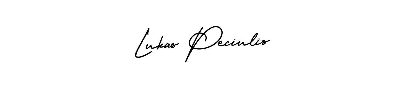 You should practise on your own different ways (AmerikaSignatureDemo-Regular) to write your name (Lukas Peciulis) in signature. don't let someone else do it for you. Lukas Peciulis signature style 3 images and pictures png