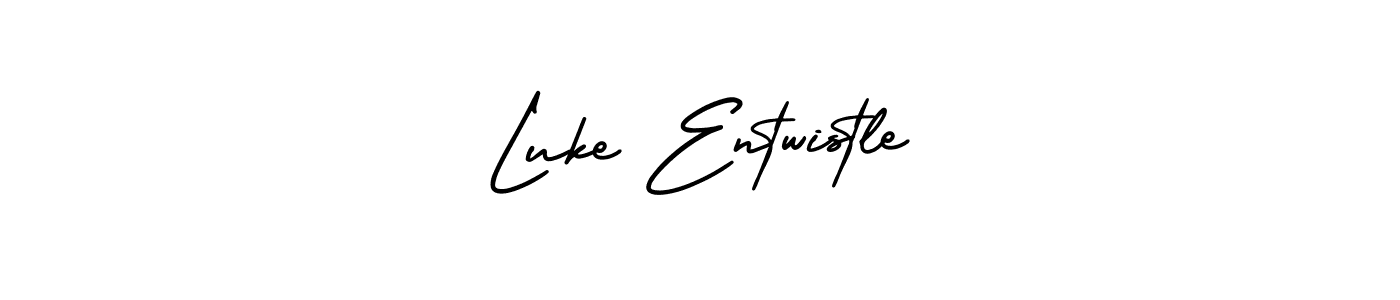 The best way (AmerikaSignatureDemo-Regular) to make a short signature is to pick only two or three words in your name. The name Luke Entwistle include a total of six letters. For converting this name. Luke Entwistle signature style 3 images and pictures png