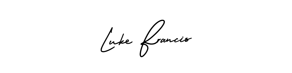 You should practise on your own different ways (AmerikaSignatureDemo-Regular) to write your name (Luke Francis) in signature. don't let someone else do it for you. Luke Francis signature style 3 images and pictures png