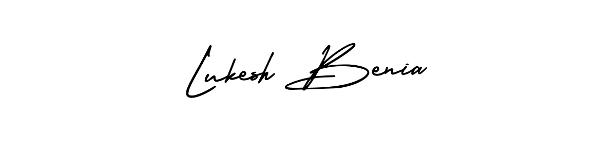 Lukesh Benia stylish signature style. Best Handwritten Sign (AmerikaSignatureDemo-Regular) for my name. Handwritten Signature Collection Ideas for my name Lukesh Benia. Lukesh Benia signature style 3 images and pictures png
