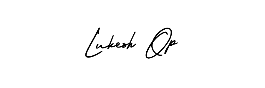 The best way (AmerikaSignatureDemo-Regular) to make a short signature is to pick only two or three words in your name. The name Lukesh Op include a total of six letters. For converting this name. Lukesh Op signature style 3 images and pictures png