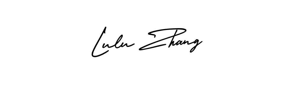 You should practise on your own different ways (AmerikaSignatureDemo-Regular) to write your name (Lulu Zhang) in signature. don't let someone else do it for you. Lulu Zhang signature style 3 images and pictures png