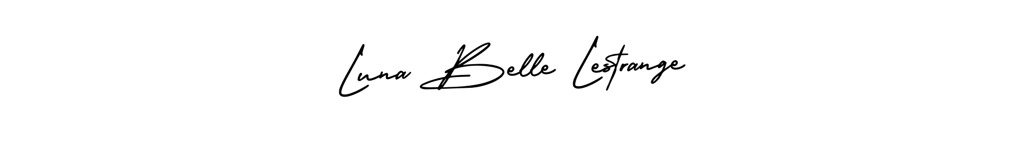 You should practise on your own different ways (AmerikaSignatureDemo-Regular) to write your name (Luna Belle Lestrange) in signature. don't let someone else do it for you. Luna Belle Lestrange signature style 3 images and pictures png