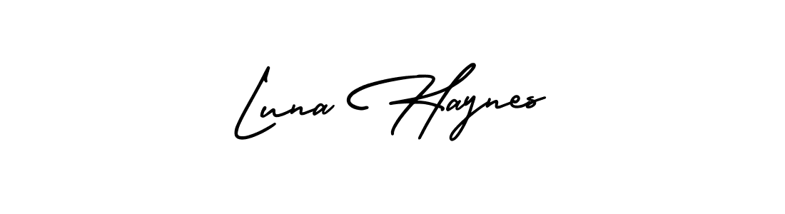 How to make Luna Haynes name signature. Use AmerikaSignatureDemo-Regular style for creating short signs online. This is the latest handwritten sign. Luna Haynes signature style 3 images and pictures png