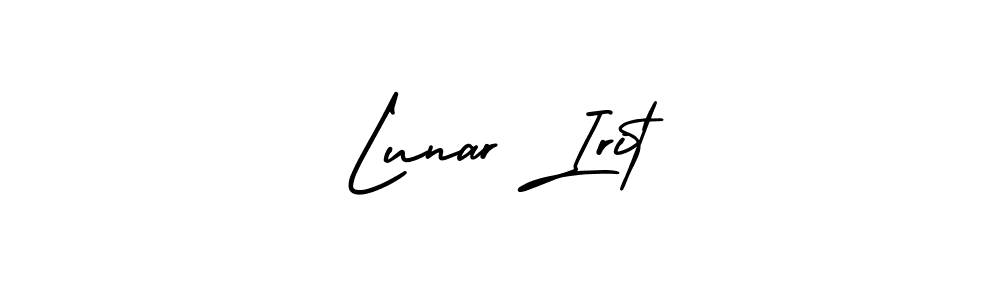 You should practise on your own different ways (AmerikaSignatureDemo-Regular) to write your name (Lunar Irit) in signature. don't let someone else do it for you. Lunar Irit signature style 3 images and pictures png