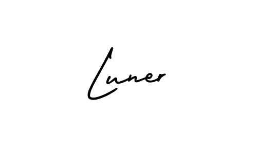 Luner stylish signature style. Best Handwritten Sign (AmerikaSignatureDemo-Regular) for my name. Handwritten Signature Collection Ideas for my name Luner. Luner signature style 3 images and pictures png