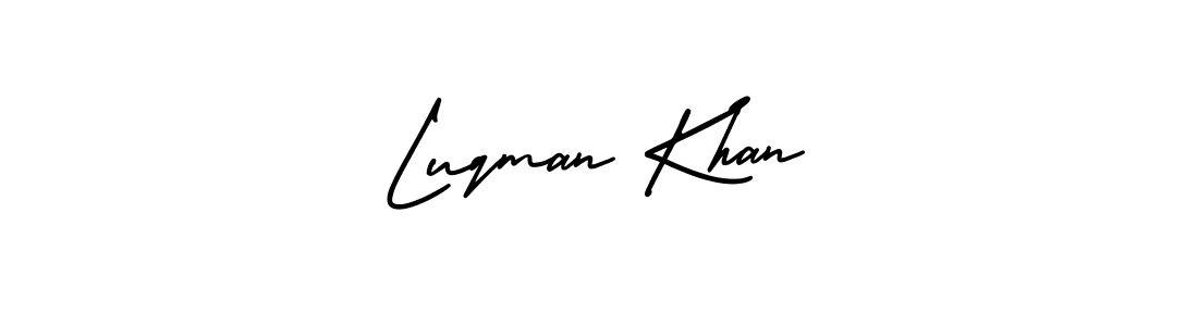 The best way (AmerikaSignatureDemo-Regular) to make a short signature is to pick only two or three words in your name. The name Luqman Khan include a total of six letters. For converting this name. Luqman Khan signature style 3 images and pictures png