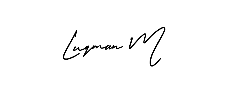 AmerikaSignatureDemo-Regular is a professional signature style that is perfect for those who want to add a touch of class to their signature. It is also a great choice for those who want to make their signature more unique. Get Luqman M name to fancy signature for free. Luqman M signature style 3 images and pictures png