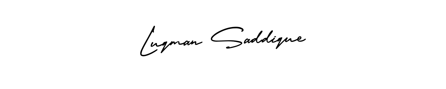 How to make Luqman Saddique name signature. Use AmerikaSignatureDemo-Regular style for creating short signs online. This is the latest handwritten sign. Luqman Saddique signature style 3 images and pictures png