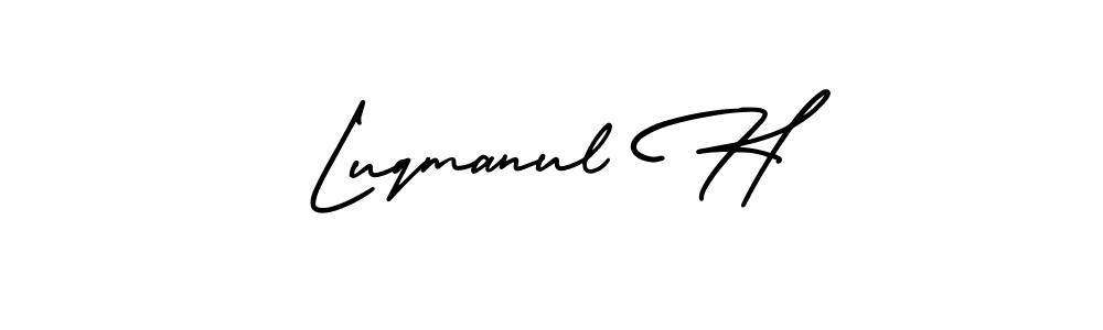 How to make Luqmanul H signature? AmerikaSignatureDemo-Regular is a professional autograph style. Create handwritten signature for Luqmanul H name. Luqmanul H signature style 3 images and pictures png