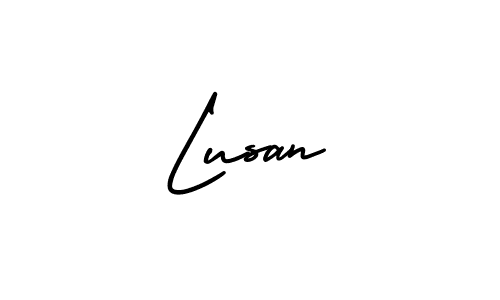 AmerikaSignatureDemo-Regular is a professional signature style that is perfect for those who want to add a touch of class to their signature. It is also a great choice for those who want to make their signature more unique. Get Lusan name to fancy signature for free. Lusan signature style 3 images and pictures png