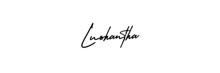 The best way (AmerikaSignatureDemo-Regular) to make a short signature is to pick only two or three words in your name. The name Lushantha include a total of six letters. For converting this name. Lushantha signature style 3 images and pictures png
