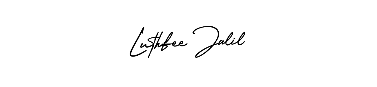 Luthfee Jalil stylish signature style. Best Handwritten Sign (AmerikaSignatureDemo-Regular) for my name. Handwritten Signature Collection Ideas for my name Luthfee Jalil. Luthfee Jalil signature style 3 images and pictures png