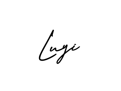 You should practise on your own different ways (AmerikaSignatureDemo-Regular) to write your name (Luyi) in signature. don't let someone else do it for you. Luyi signature style 3 images and pictures png