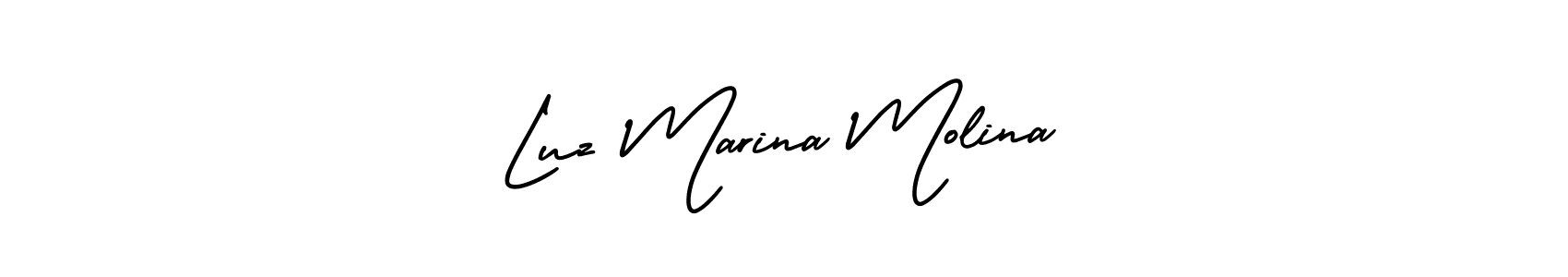 The best way (AmerikaSignatureDemo-Regular) to make a short signature is to pick only two or three words in your name. The name Luz Marina Molina include a total of six letters. For converting this name. Luz Marina Molina signature style 3 images and pictures png