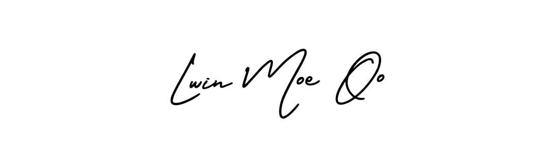 The best way (AmerikaSignatureDemo-Regular) to make a short signature is to pick only two or three words in your name. The name Lwin Moe Oo include a total of six letters. For converting this name. Lwin Moe Oo signature style 3 images and pictures png