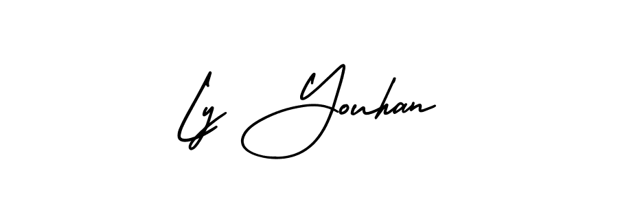 Make a short Ly Youhan signature style. Manage your documents anywhere anytime using AmerikaSignatureDemo-Regular. Create and add eSignatures, submit forms, share and send files easily. Ly Youhan signature style 3 images and pictures png