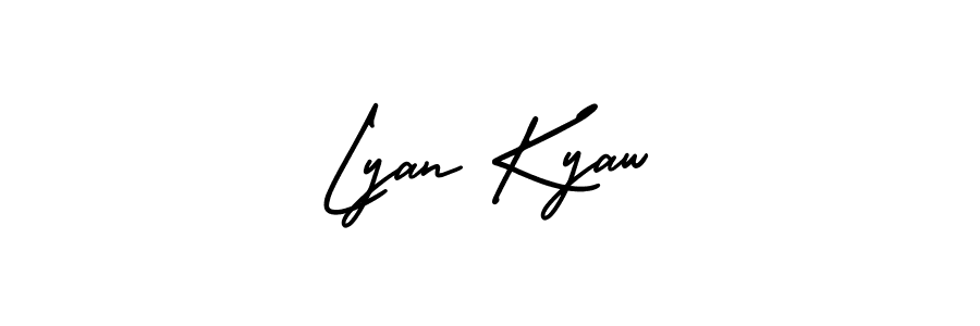 This is the best signature style for the Lyan Kyaw name. Also you like these signature font (AmerikaSignatureDemo-Regular). Mix name signature. Lyan Kyaw signature style 3 images and pictures png