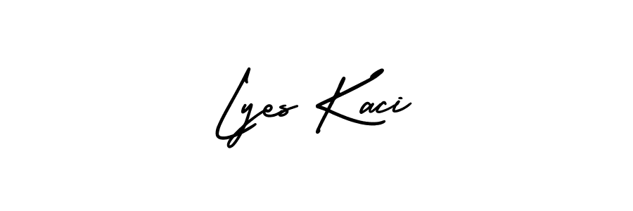 How to Draw Lyes Kaci signature style? AmerikaSignatureDemo-Regular is a latest design signature styles for name Lyes Kaci. Lyes Kaci signature style 3 images and pictures png