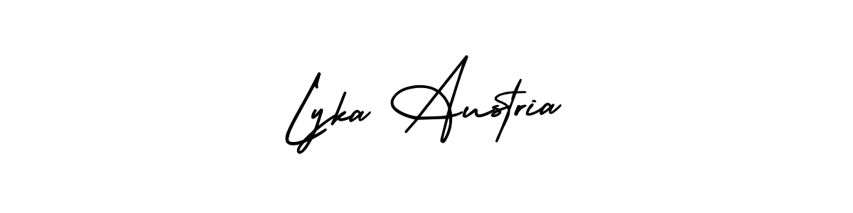 The best way (AmerikaSignatureDemo-Regular) to make a short signature is to pick only two or three words in your name. The name Lyka Austria include a total of six letters. For converting this name. Lyka Austria signature style 3 images and pictures png