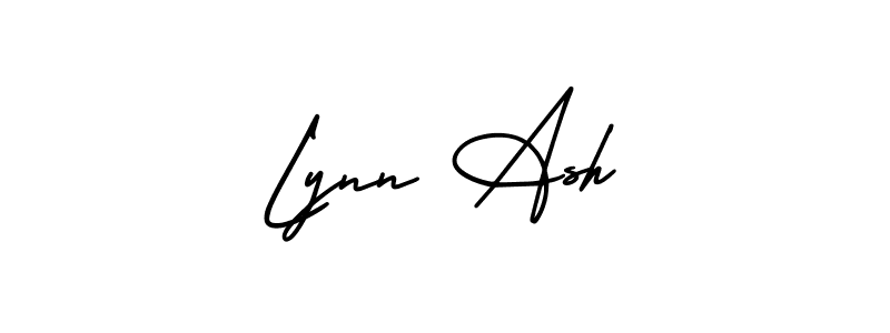 You should practise on your own different ways (AmerikaSignatureDemo-Regular) to write your name (Lynn Ash) in signature. don't let someone else do it for you. Lynn Ash signature style 3 images and pictures png