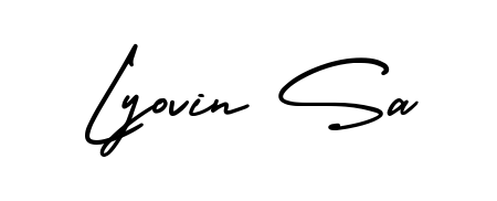 The AmerikaSignatureDemo-Regular typeface gives name Lyovin Sa a refined look. Suitable for certificates, diplomas, and official verification. Lyovin Sa signature style 3 images and pictures png