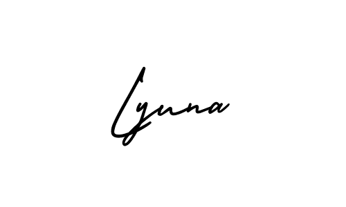How to Draw Lyuna signature style? AmerikaSignatureDemo-Regular is a latest design signature styles for name Lyuna. Lyuna signature style 3 images and pictures png
