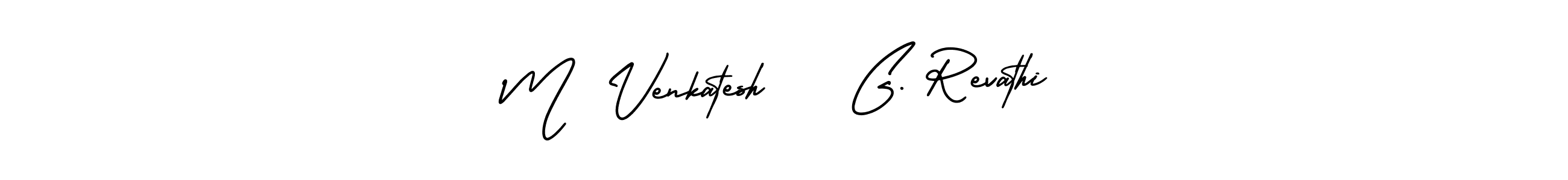 This is the best signature style for the M  Venkatesh    G. Revathi name. Also you like these signature font (AmerikaSignatureDemo-Regular). Mix name signature. M  Venkatesh    G. Revathi signature style 3 images and pictures png