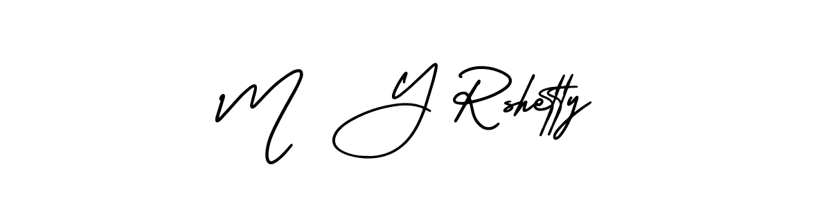 if you are searching for the best signature style for your name M  Y Rshetty. so please give up your signature search. here we have designed multiple signature styles  using AmerikaSignatureDemo-Regular. M  Y Rshetty signature style 3 images and pictures png