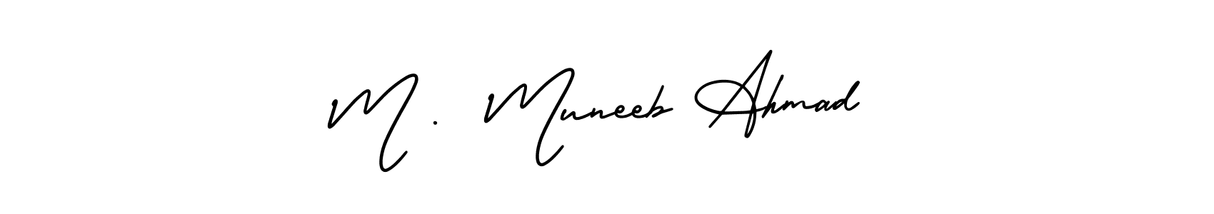 Also You can easily find your signature by using the search form. We will create M .  Muneeb Ahmad name handwritten signature images for you free of cost using AmerikaSignatureDemo-Regular sign style. M .  Muneeb Ahmad signature style 3 images and pictures png