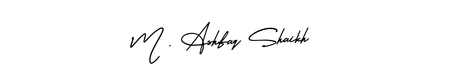 You should practise on your own different ways (AmerikaSignatureDemo-Regular) to write your name (M . Ashfaq Shaikh) in signature. don't let someone else do it for you. M . Ashfaq Shaikh signature style 3 images and pictures png