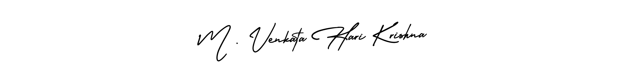 You should practise on your own different ways (AmerikaSignatureDemo-Regular) to write your name (M . Venkata Hari Krishna) in signature. don't let someone else do it for you. M . Venkata Hari Krishna signature style 3 images and pictures png