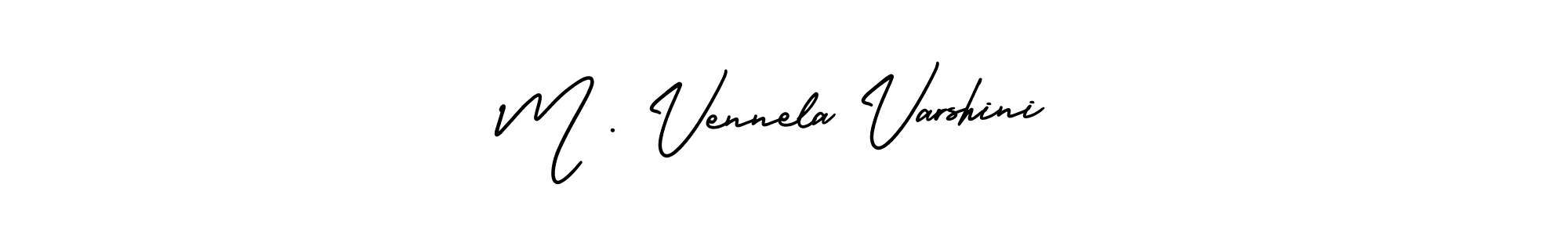 This is the best signature style for the M . Vennela Varshini name. Also you like these signature font (AmerikaSignatureDemo-Regular). Mix name signature. M . Vennela Varshini signature style 3 images and pictures png