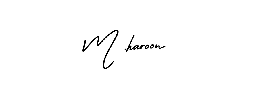 The best way (AmerikaSignatureDemo-Regular) to make a short signature is to pick only two or three words in your name. The name M .haroon include a total of six letters. For converting this name. M .haroon signature style 3 images and pictures png