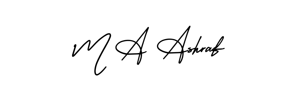 How to make M A Ashraf name signature. Use AmerikaSignatureDemo-Regular style for creating short signs online. This is the latest handwritten sign. M A Ashraf signature style 3 images and pictures png